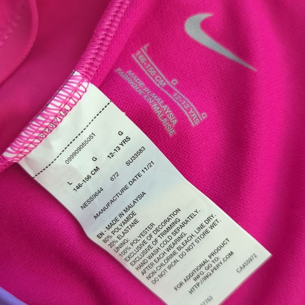 NWT Nike Girls Pink Racerback One Piece Swimsuit - L - Picture 8 of 8